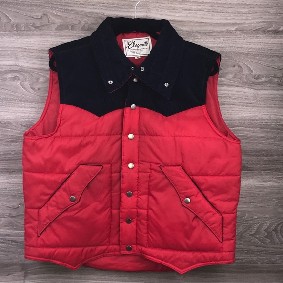 Elegante Other - Vintage red blue corduroy quilted puffer vest